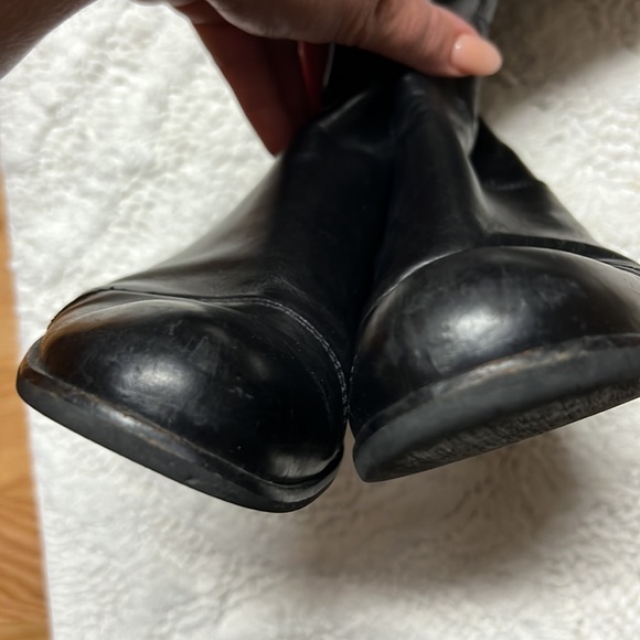 ITALIAN Black Leather Zip-Up Knee High Heel Boot size 8-8.5 - Picture 7 of 10